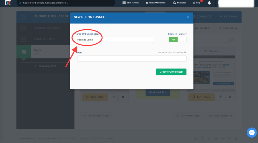 Nommer la nouvelle page