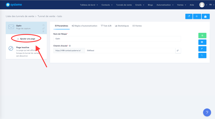 Ajout d'une seconde page au tunnel de vente