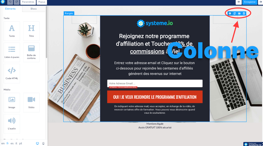 Apparence des colonnes sur Système.io