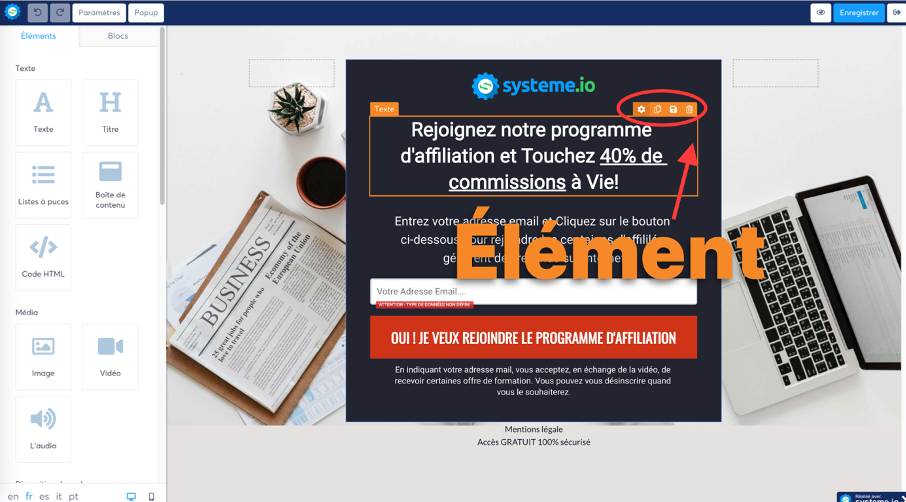 Apparence des éléments sur Système.io