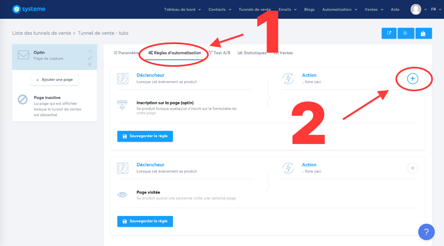 Ajout de règle d'automatisation à son tunnel de vente