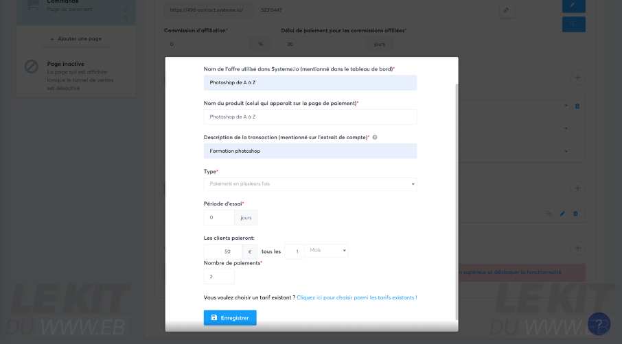 Paramétrer un paiement en plusieurs fois sur Système.io