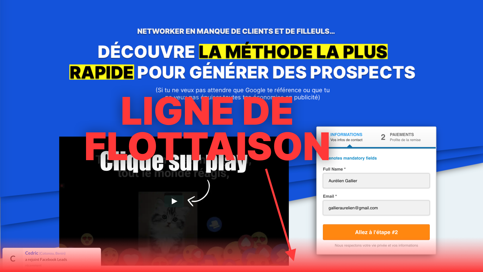Exemple de page de capture avec la ligne de flottaison