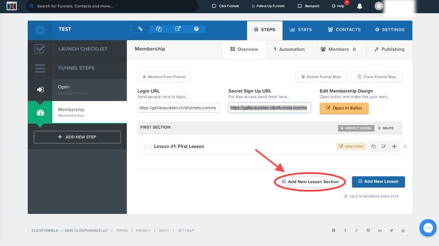 Bouton pour ajouter un nouveau module