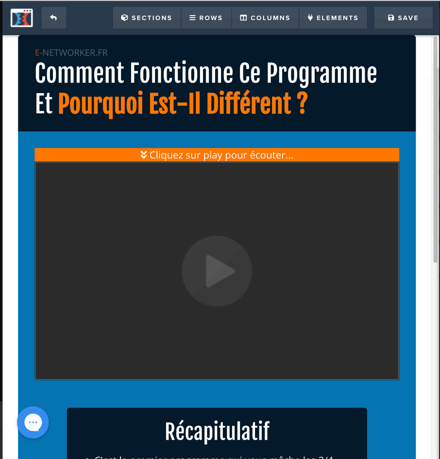Aperçu de l'espace d'édition d'une leçon