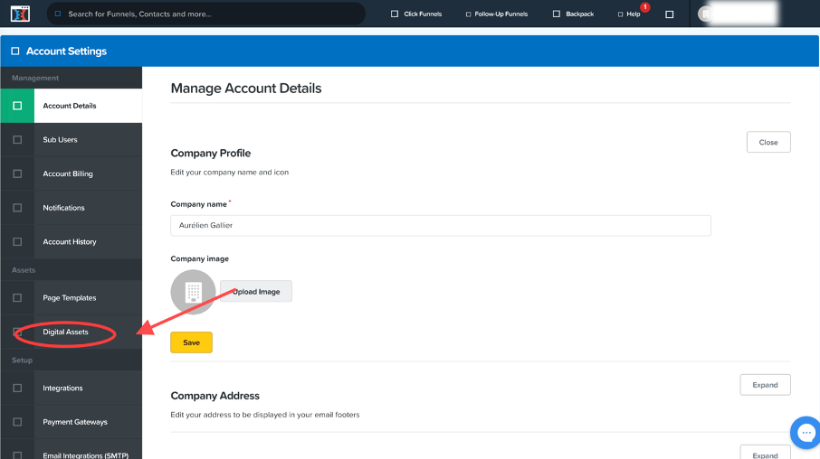 Onglet "digital asset" pour héberger un PDF