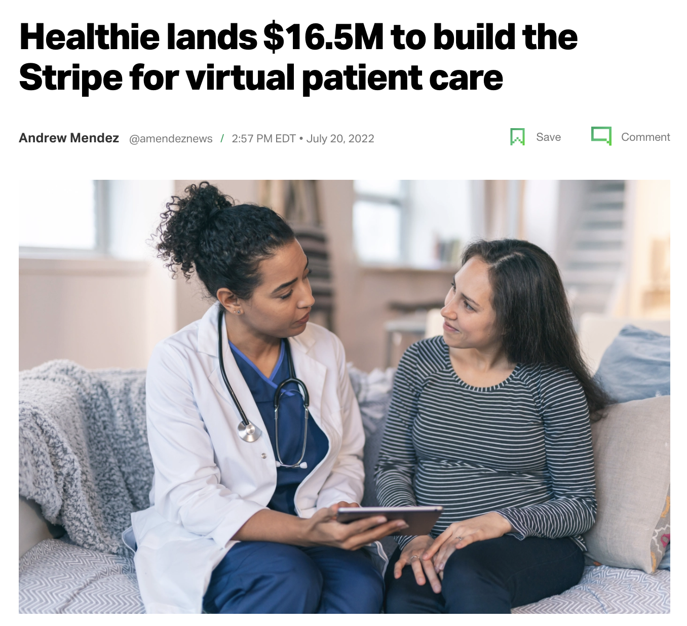 Techcrunch | Healthie Lands 16.5M to Build the Stripe for Virtual Care