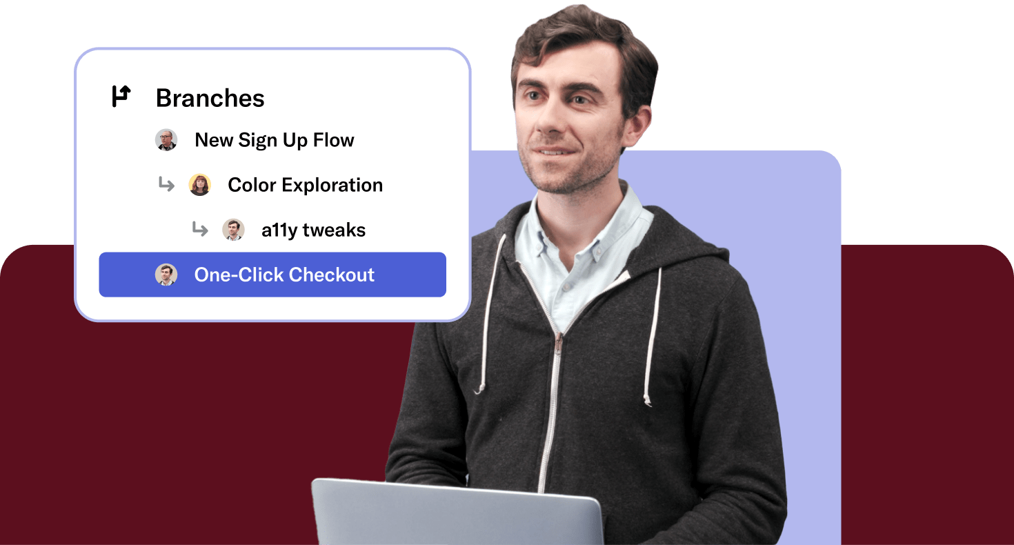 Versions interface with happy designer