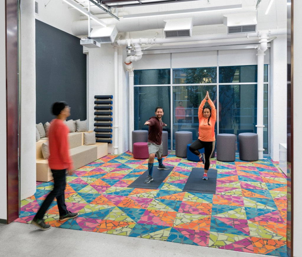 Popular initiatives for employee-led action include onsite fitness programs, including integrative wellness practices like yoga.