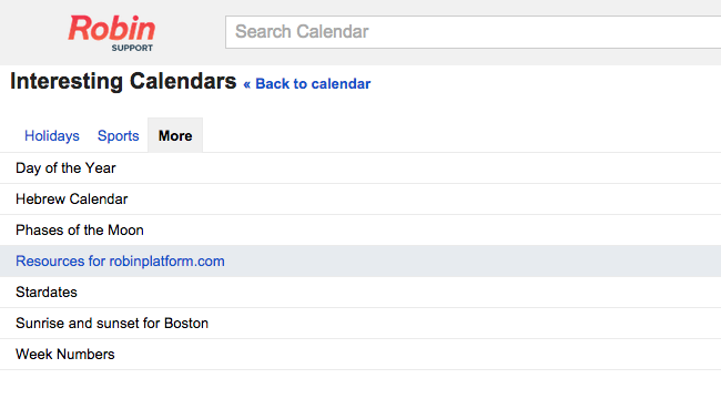 Where to find resource calendar schedules in Google