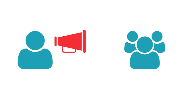 Person with loudspeaker in a meeting