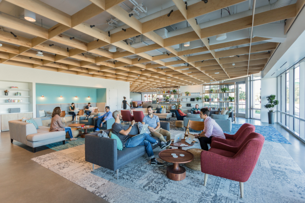 Medallia office lounge homey future of work
