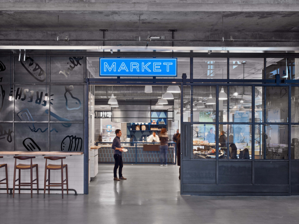 office wayfinding signage like inspirational identifiers to show the market or traditional break room