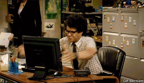 The IT Crowd Angry Throwing Computer when Meeting Room Booking Doesn't Work