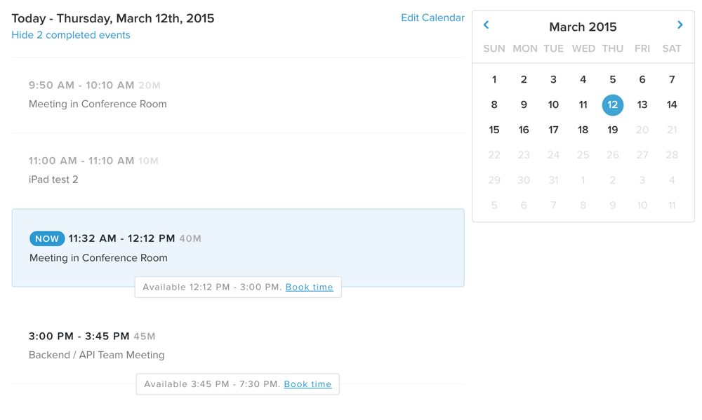 Advanced office scheduling with calendar view
