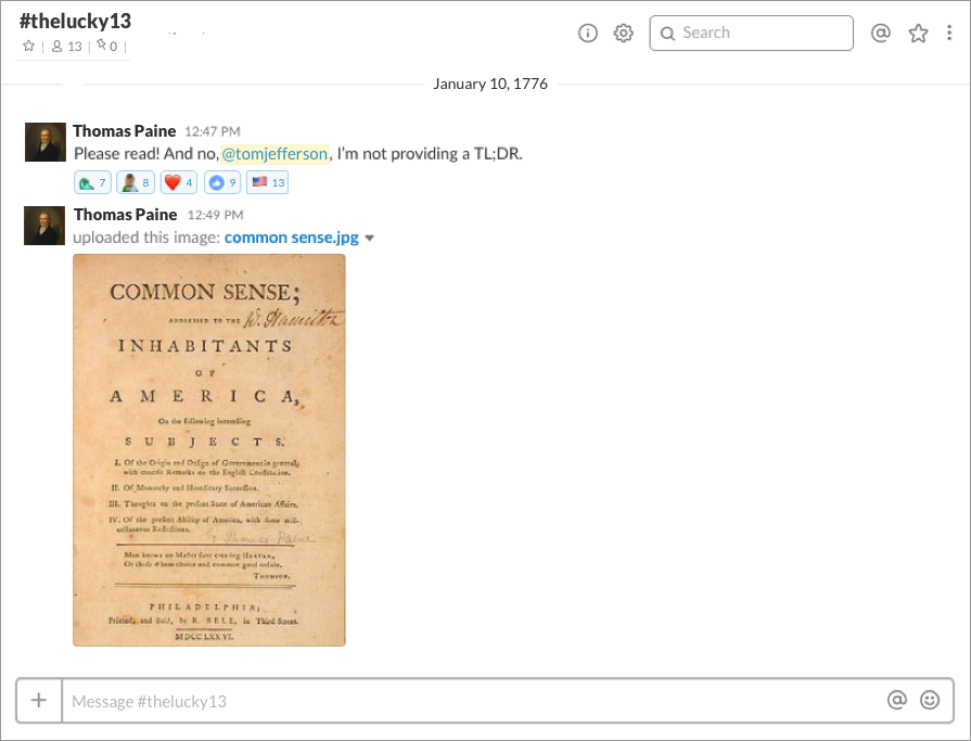 If Thomas Paine used Slack v3