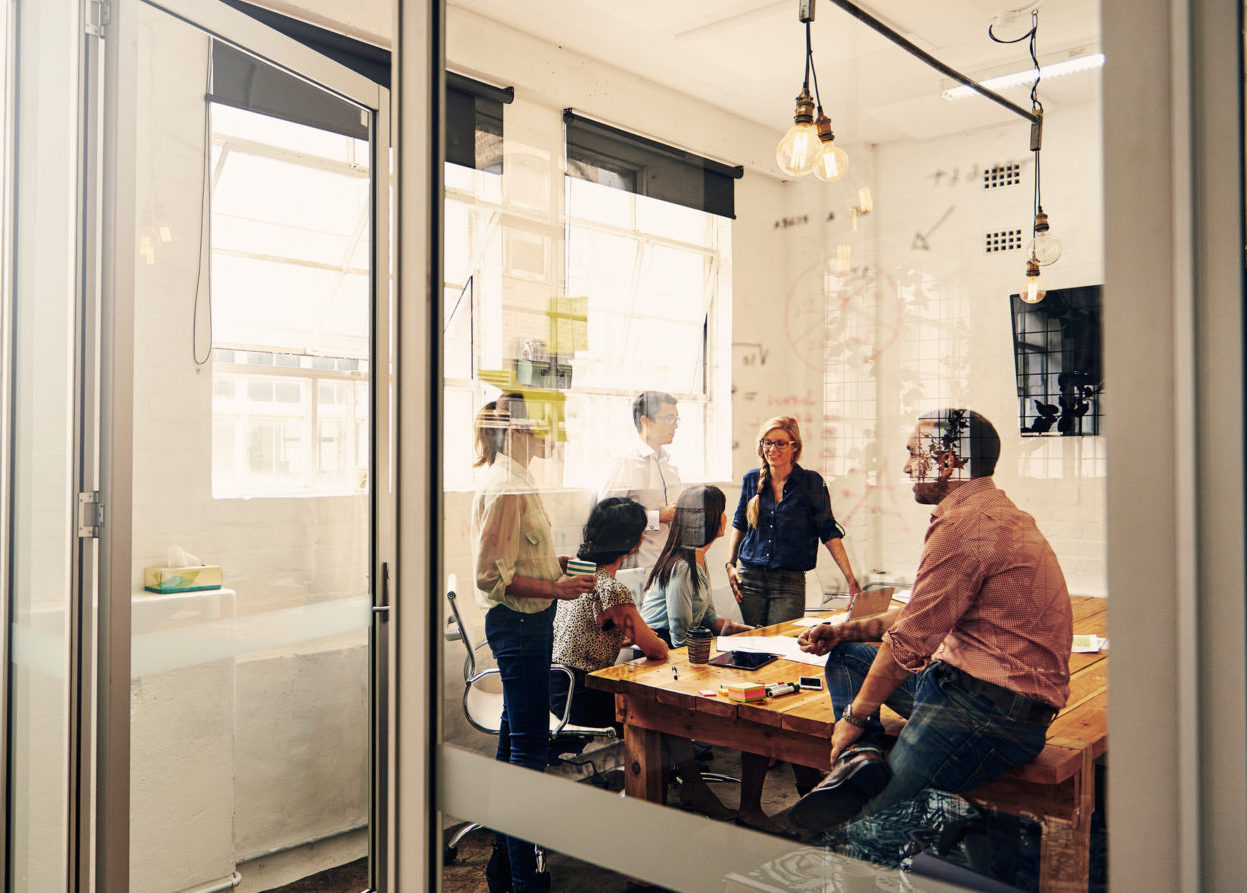 A huddle room for activity-based working in an open office layout