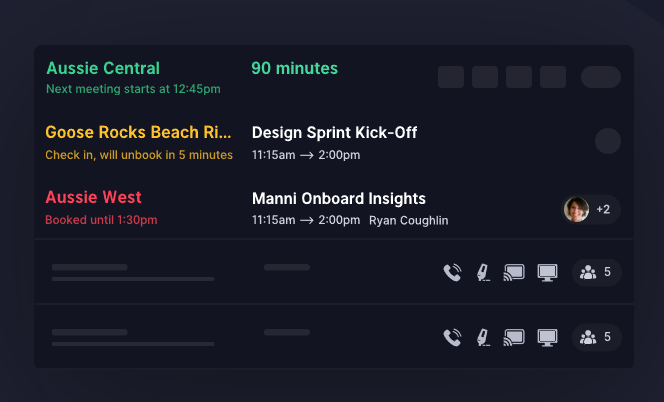 Room availability from the status board