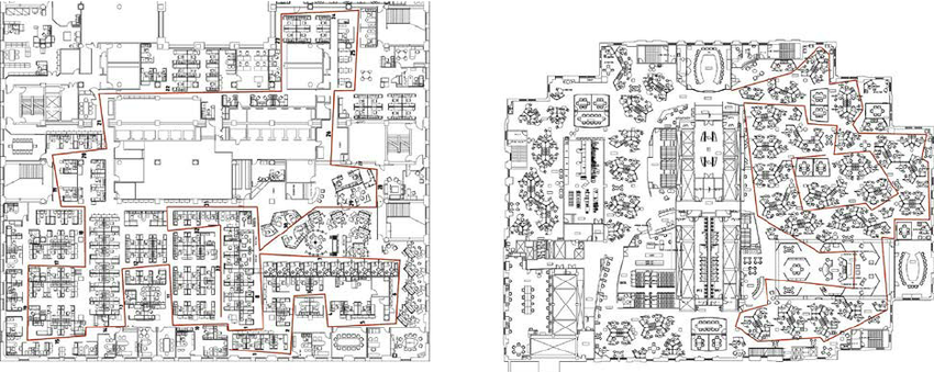 a confusing, outdated office map often taped to the wall in a corner