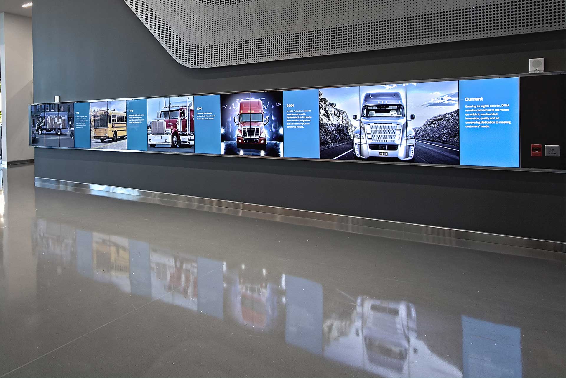 Daimler Trucks North America interactive display office lobby