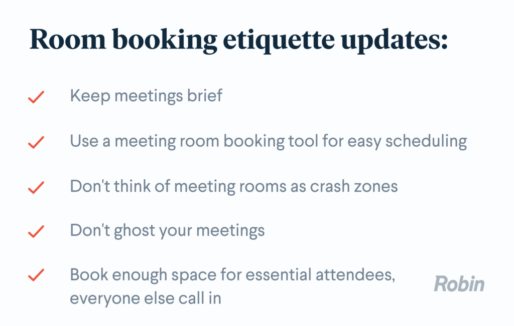 Room booking etiquette checklist