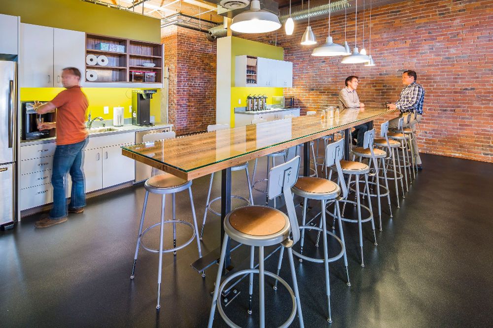 An office cafeteria for activity-based working in an open office layout