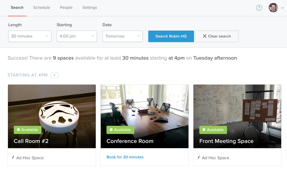 The new room search scheduling tool