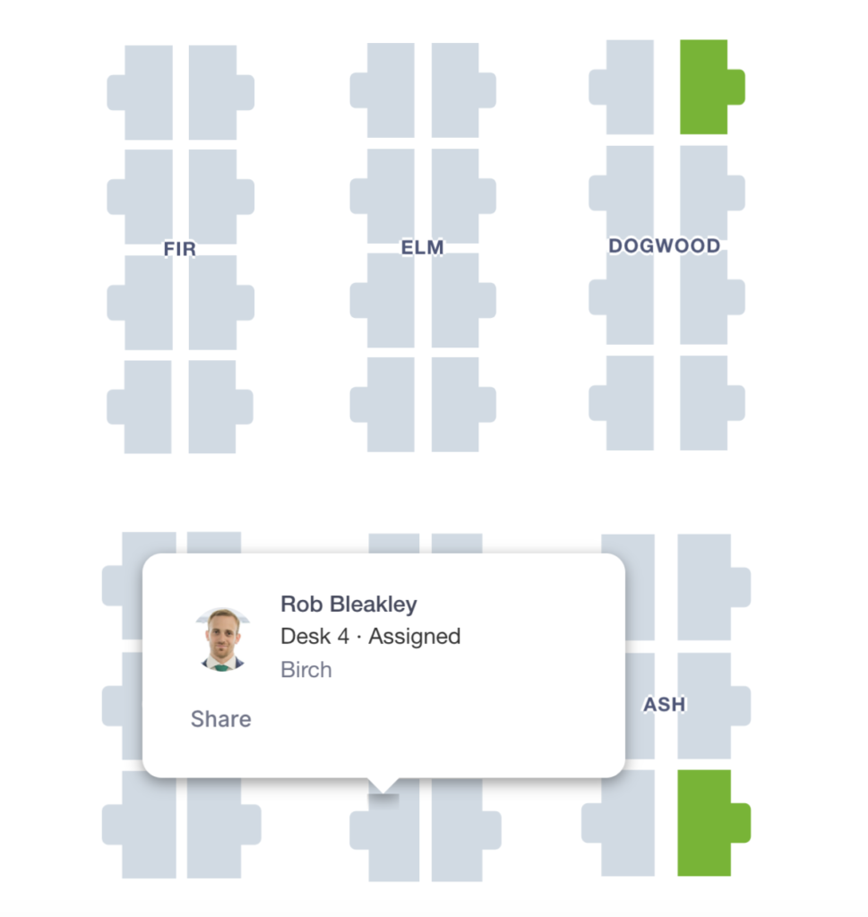 Find and share specific seat assignments with Robin's people finder.