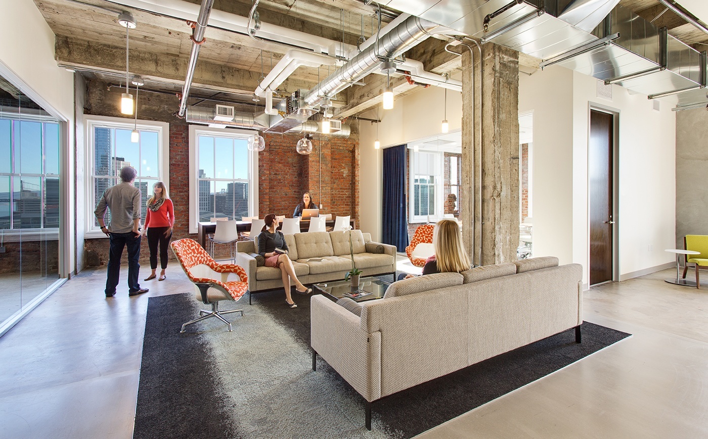 An office lounge area for activity-based working in an open office layout