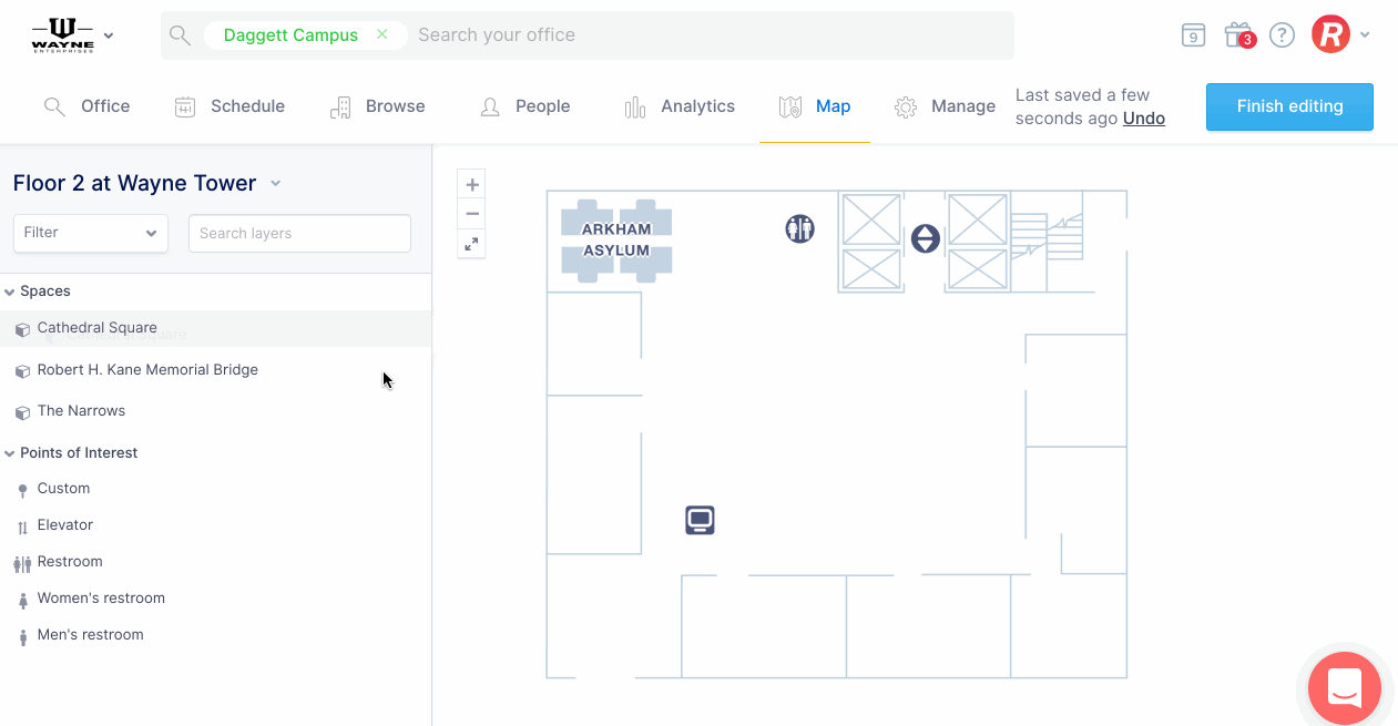 Robin software implementation floor plan map updates and tracing conference rooms. onboarding with Robin