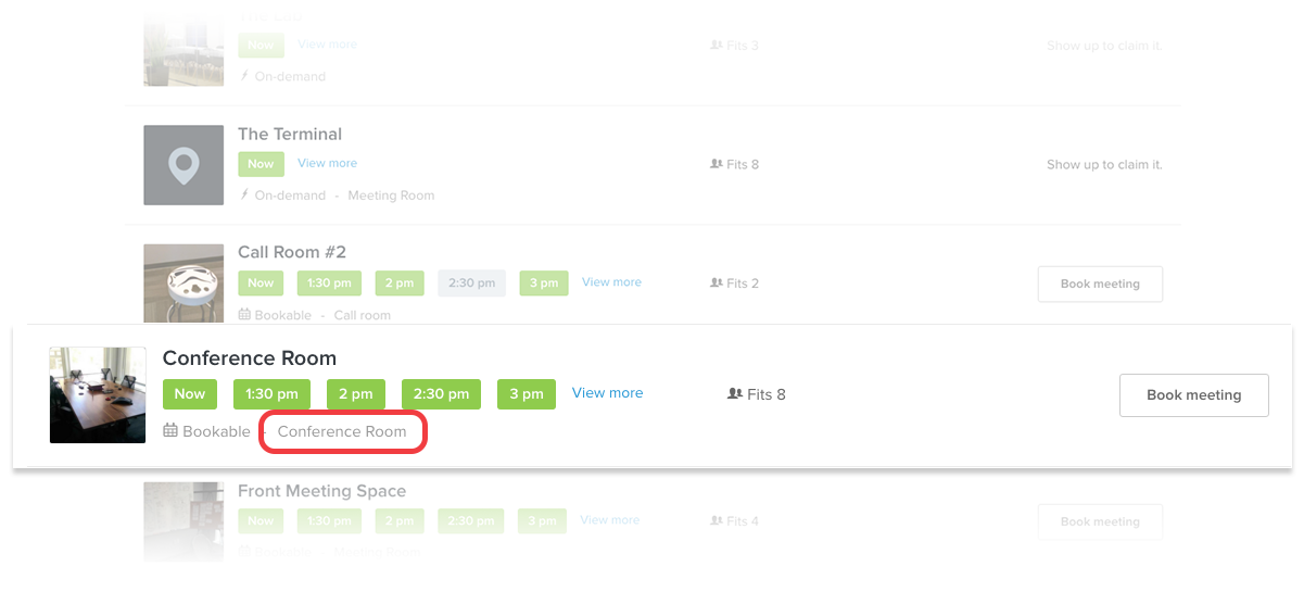 Office room details show up inside search results
