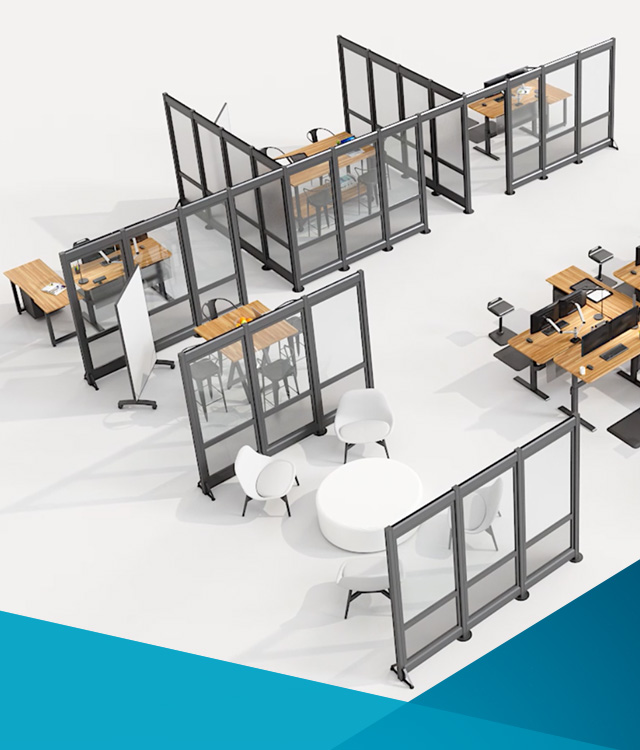 Temporary walls can create a sense of privacy between workspaces for a quick open plan office solution