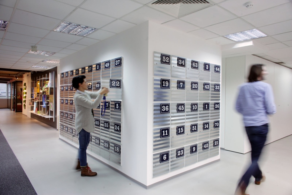 furnishings to support hot desking include office lockers for storage