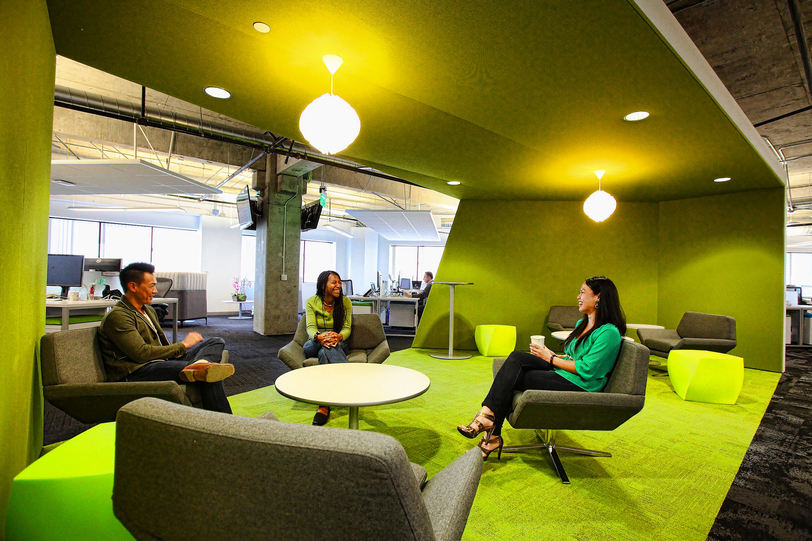 App Dynamic's office green breakout area meeting
