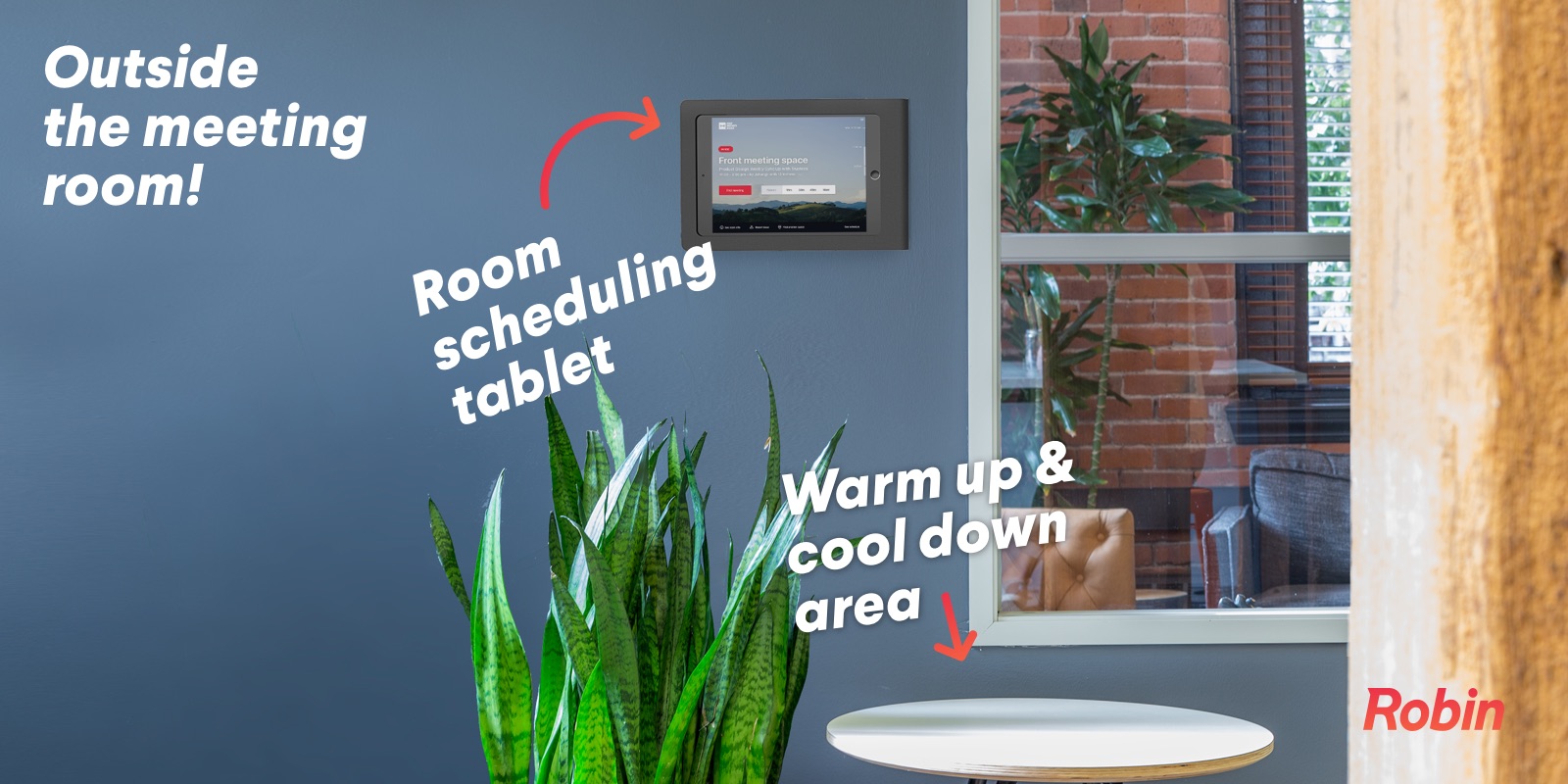 Meeting room display tablet and table