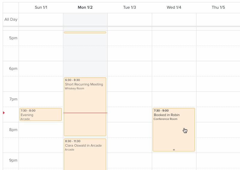 Drag and drop calendar events