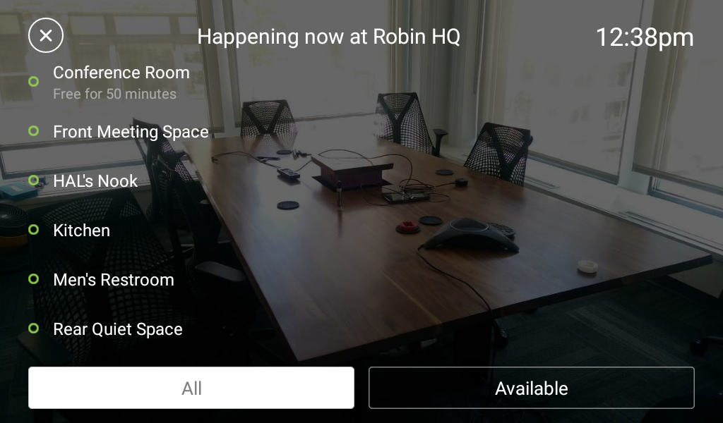 Available conference rooms on Kindle Fire