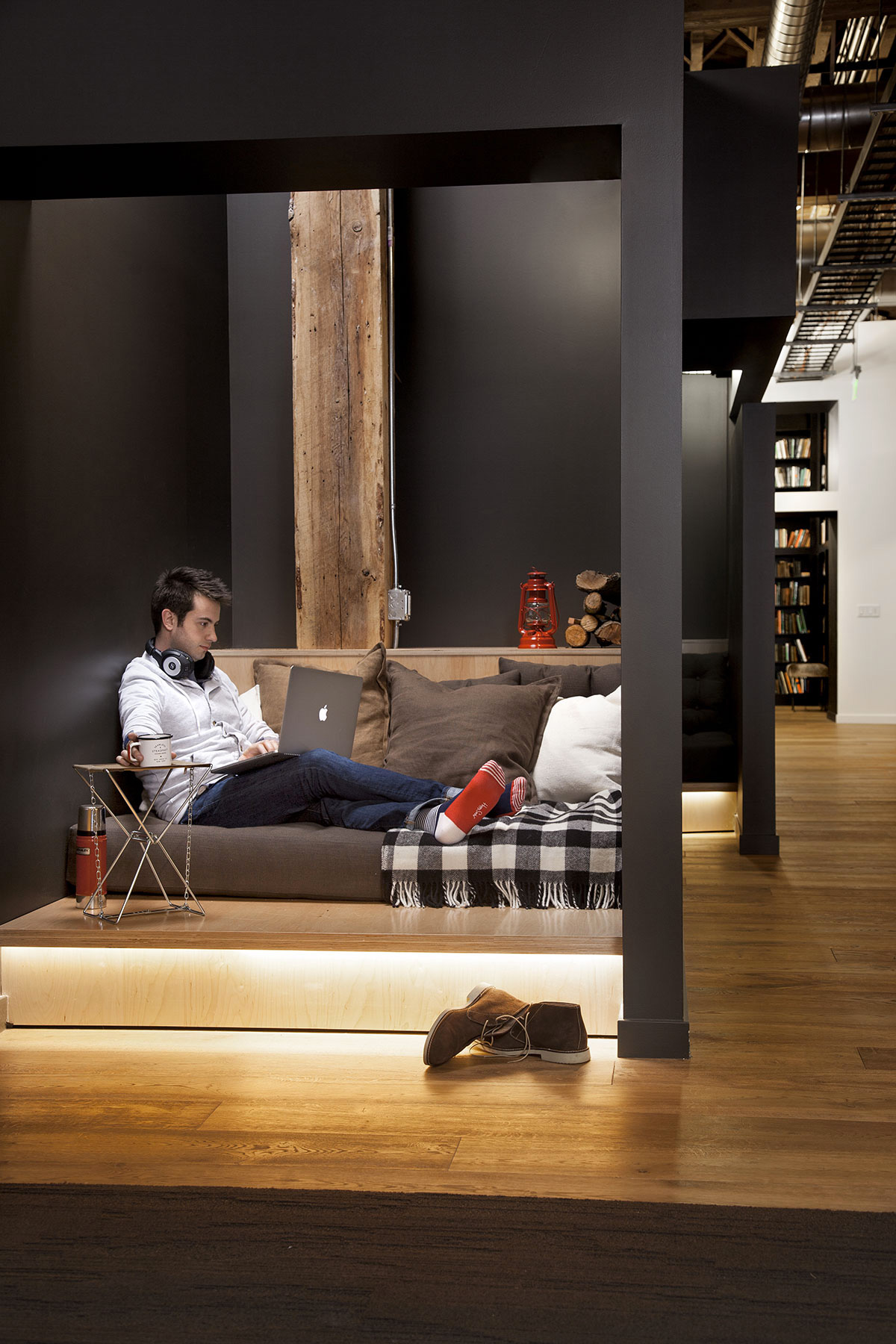Nook at Github HQ with couch and pillows