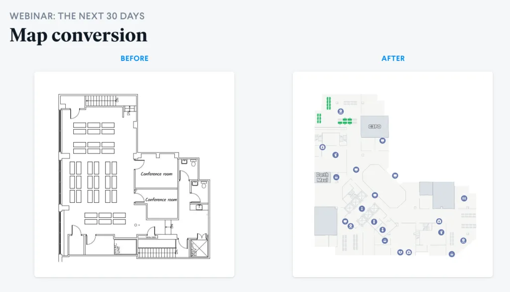 Robin software implementation floor plan map conversion. onboarding with Robin