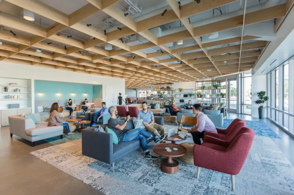 Medallia office lounge homey future of work