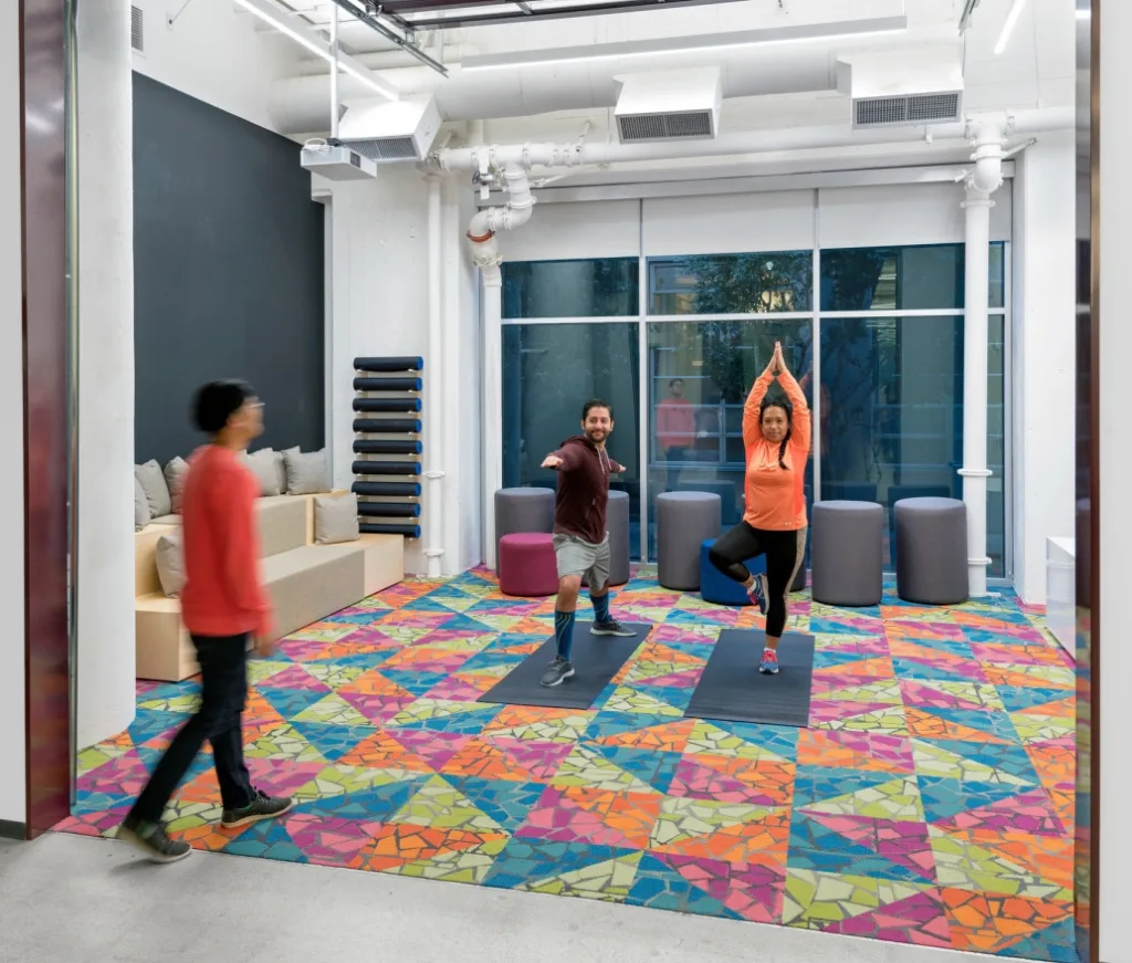 Popular initiatives for employee-led action include onsite fitness programs, including integrative wellness practices like yoga.