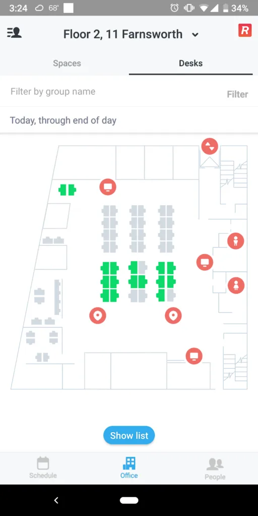 Robin interactive map with desking booking software now on mobile