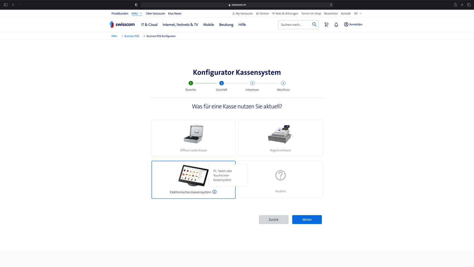 Konfigurator für Kassensysteme