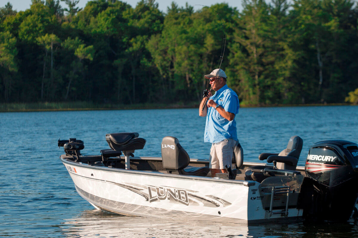 Man fishing in a boat