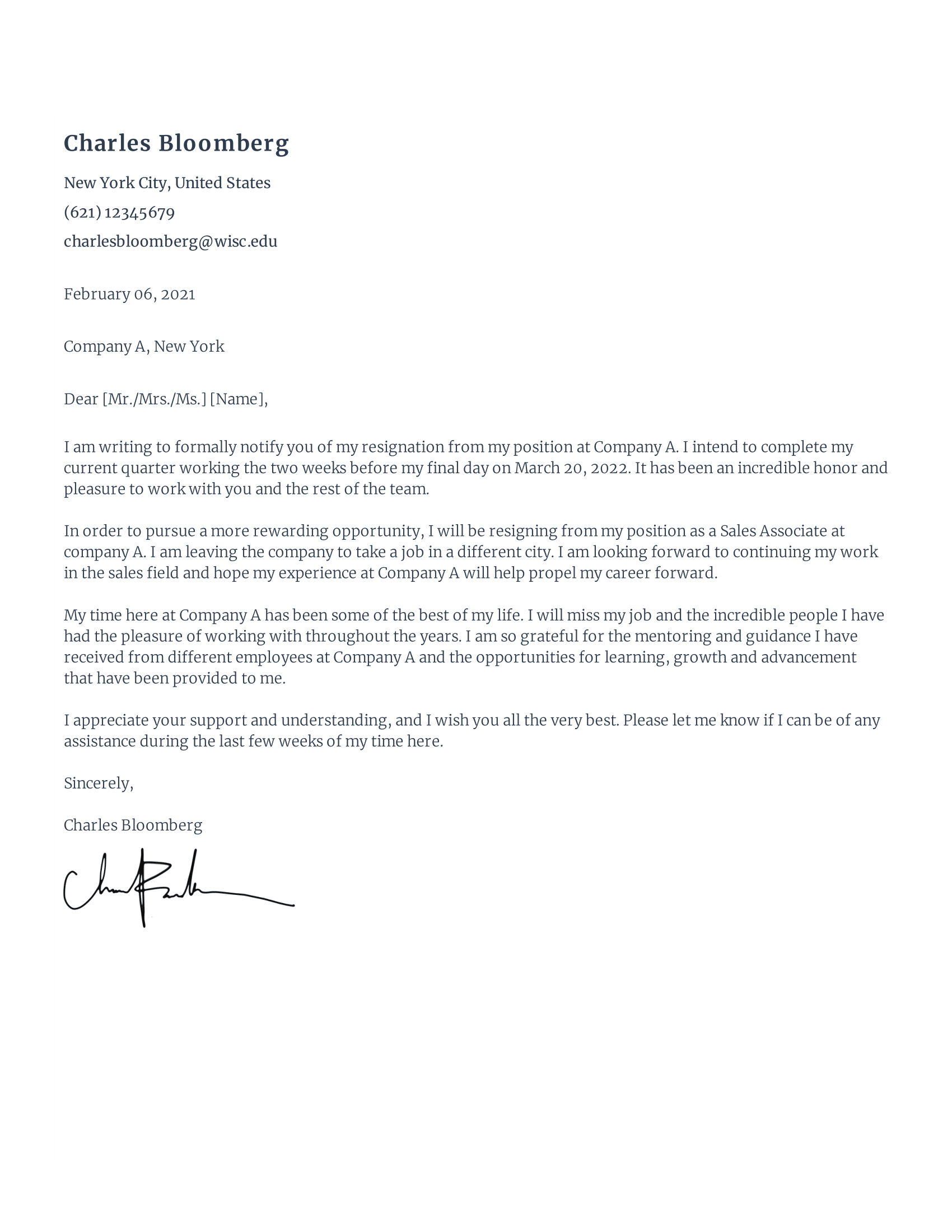 Instantly Generate A Resignation Letter Rezi Ai Resignation Letter Builder