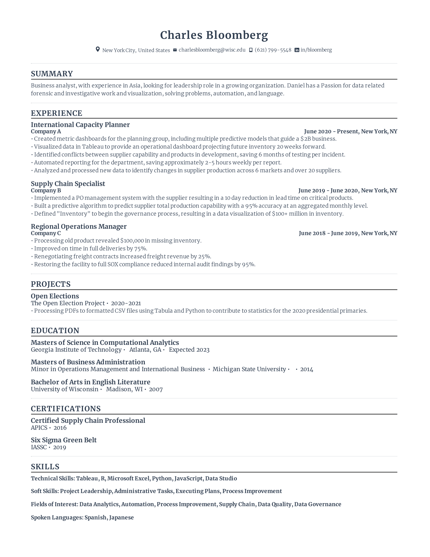Rezi Resume Template