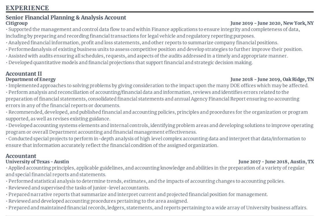 Accountant resume