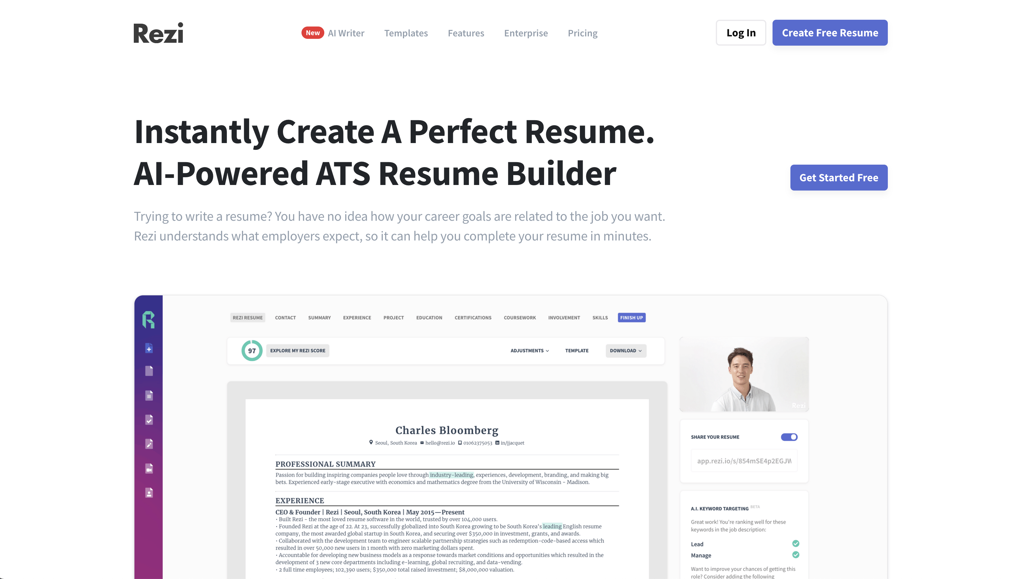 Step 1: Register for free on the Rezi homepage.