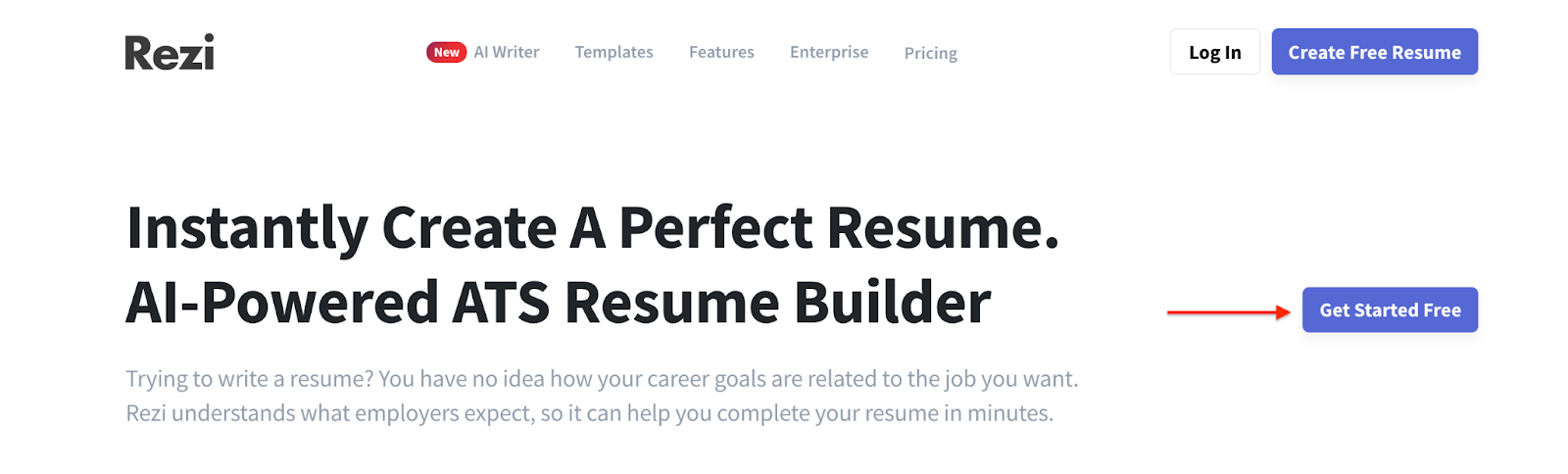 Sign up for free on the Rezi homepage: