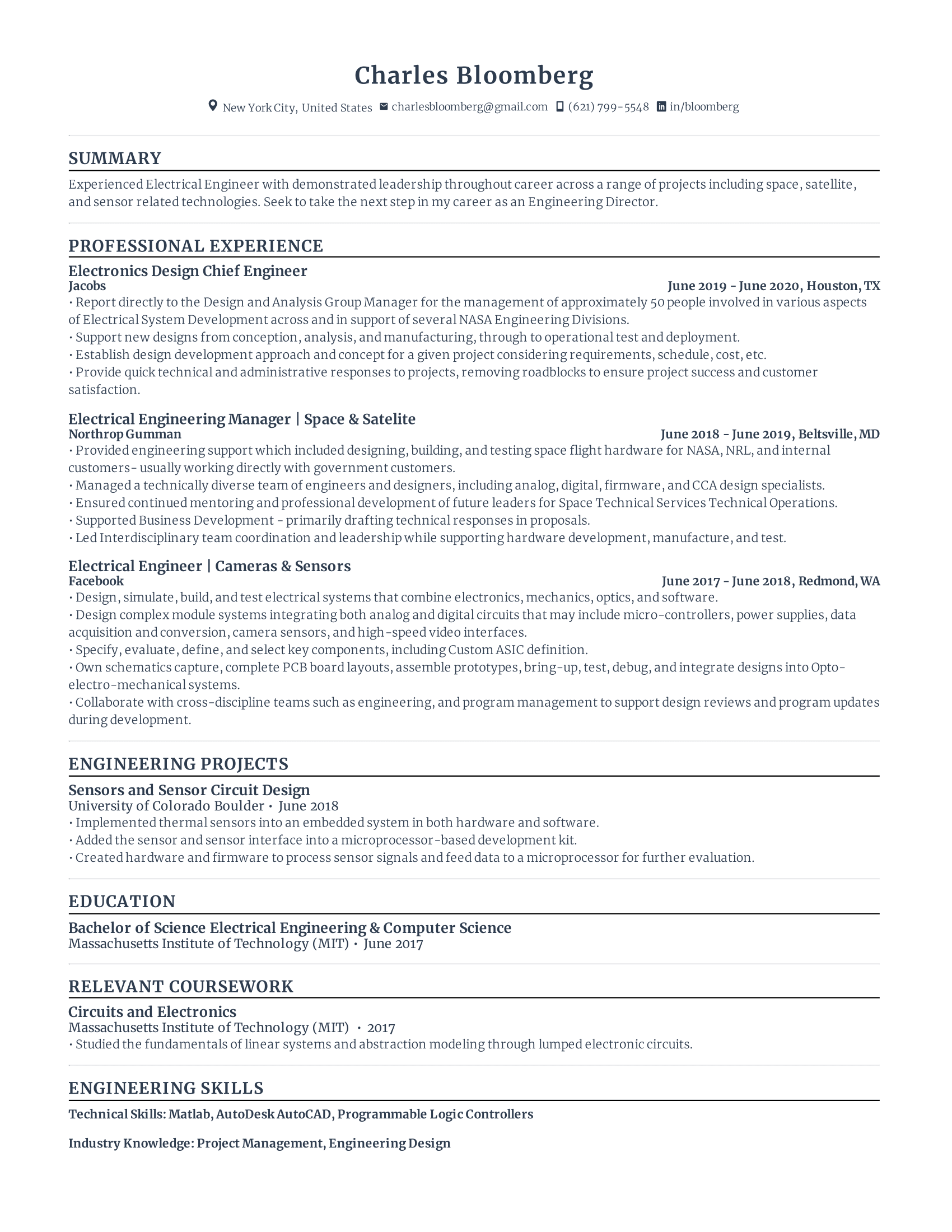 Electrical engineer with high amount of experience and skills in related fields from various companies.